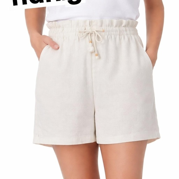 Hang Ten Pants - Hang Ten Women's S Casual Shorts Cream Linen Blend H0563
